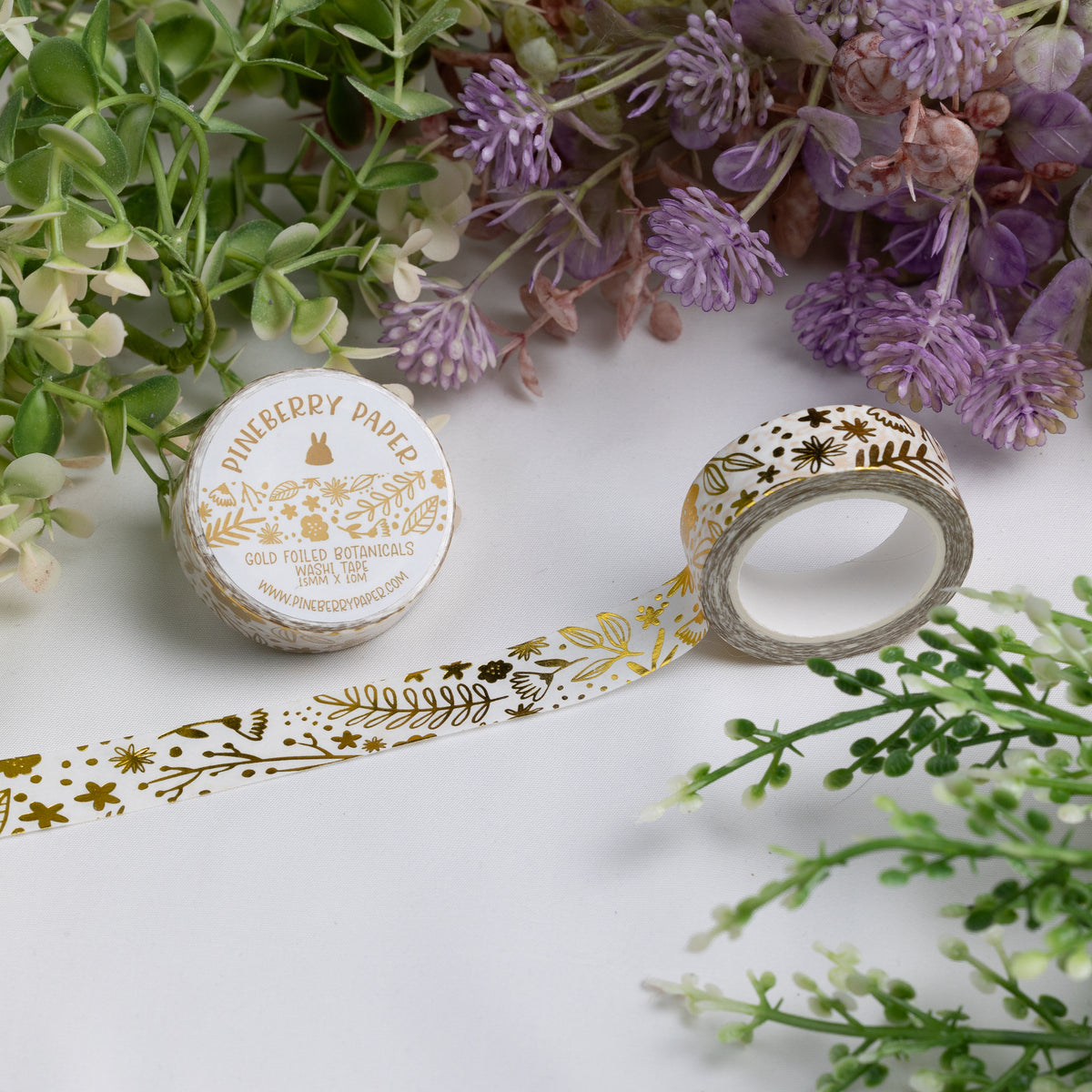 Gold Foil Florals Washi Tape | 15mm x 10m | W094