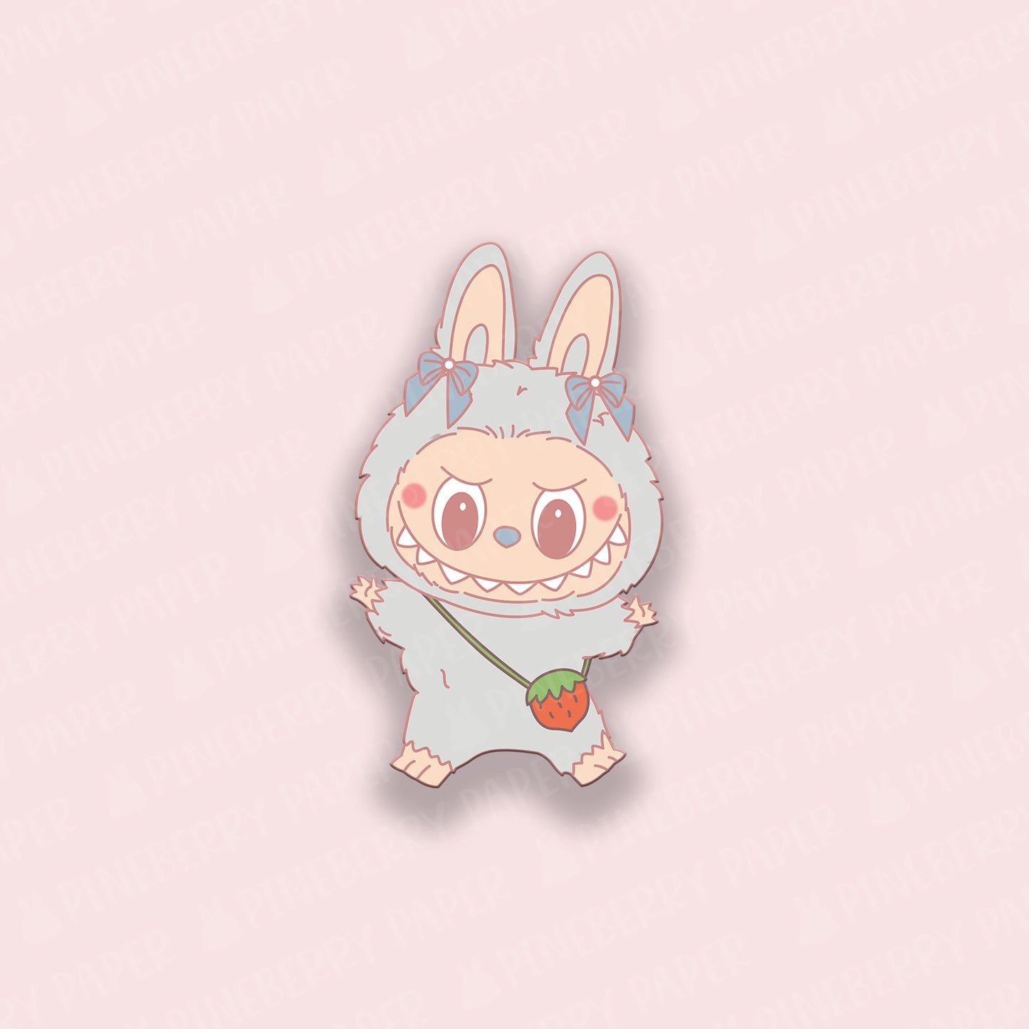 Blue Monster with a Strawberry Bag Vinyl Sticker