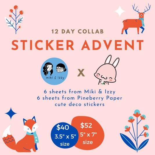 2023 Miki & Izzy x Pineberry Paper Collab Sticker Advent