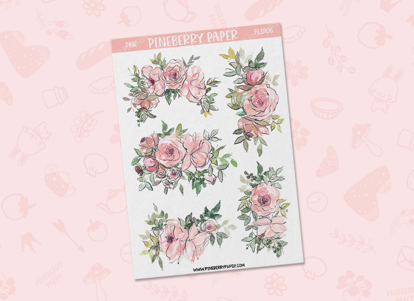 Pink Outlined Florals | FL0106