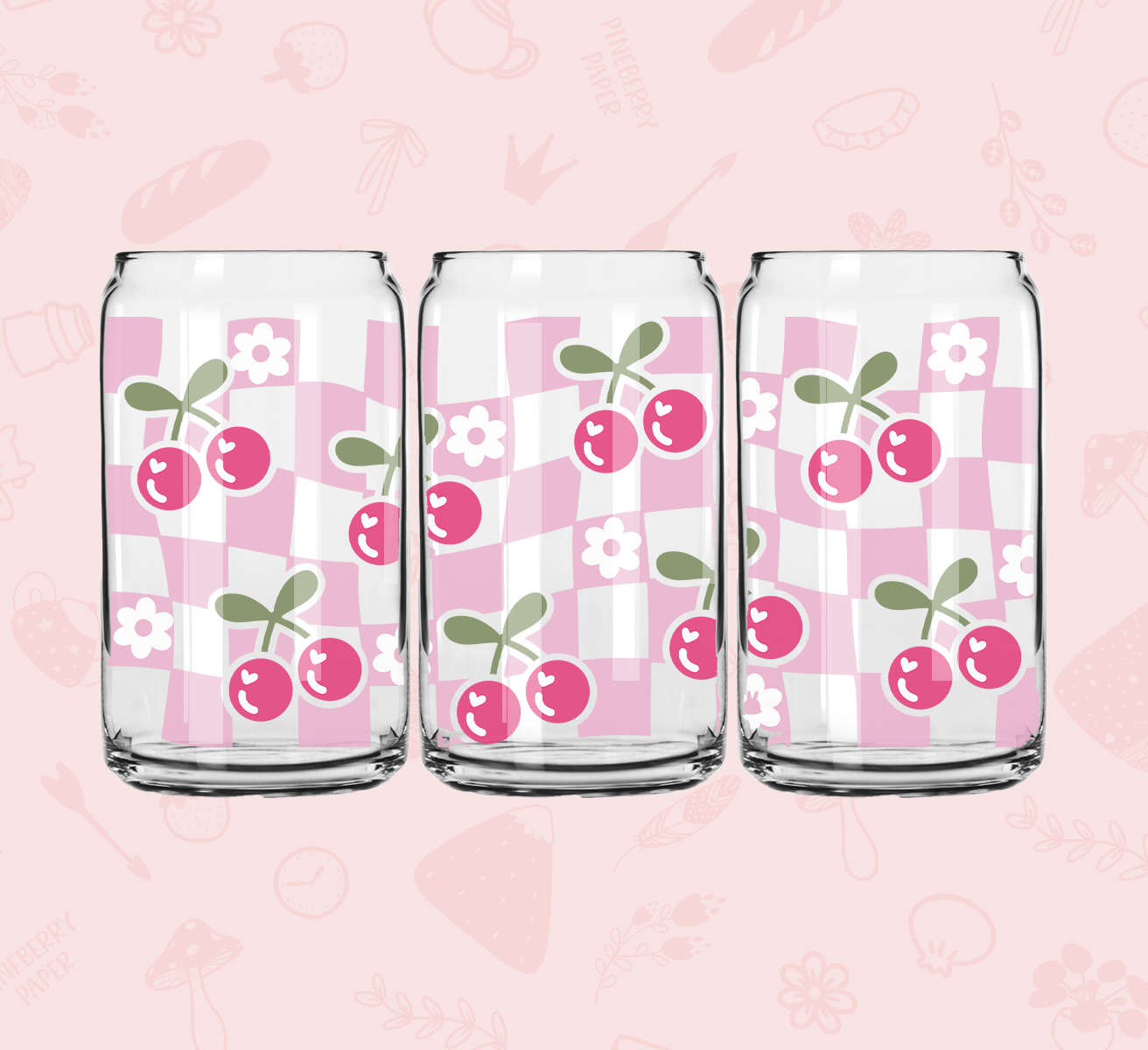 Checkered Cherry Glass