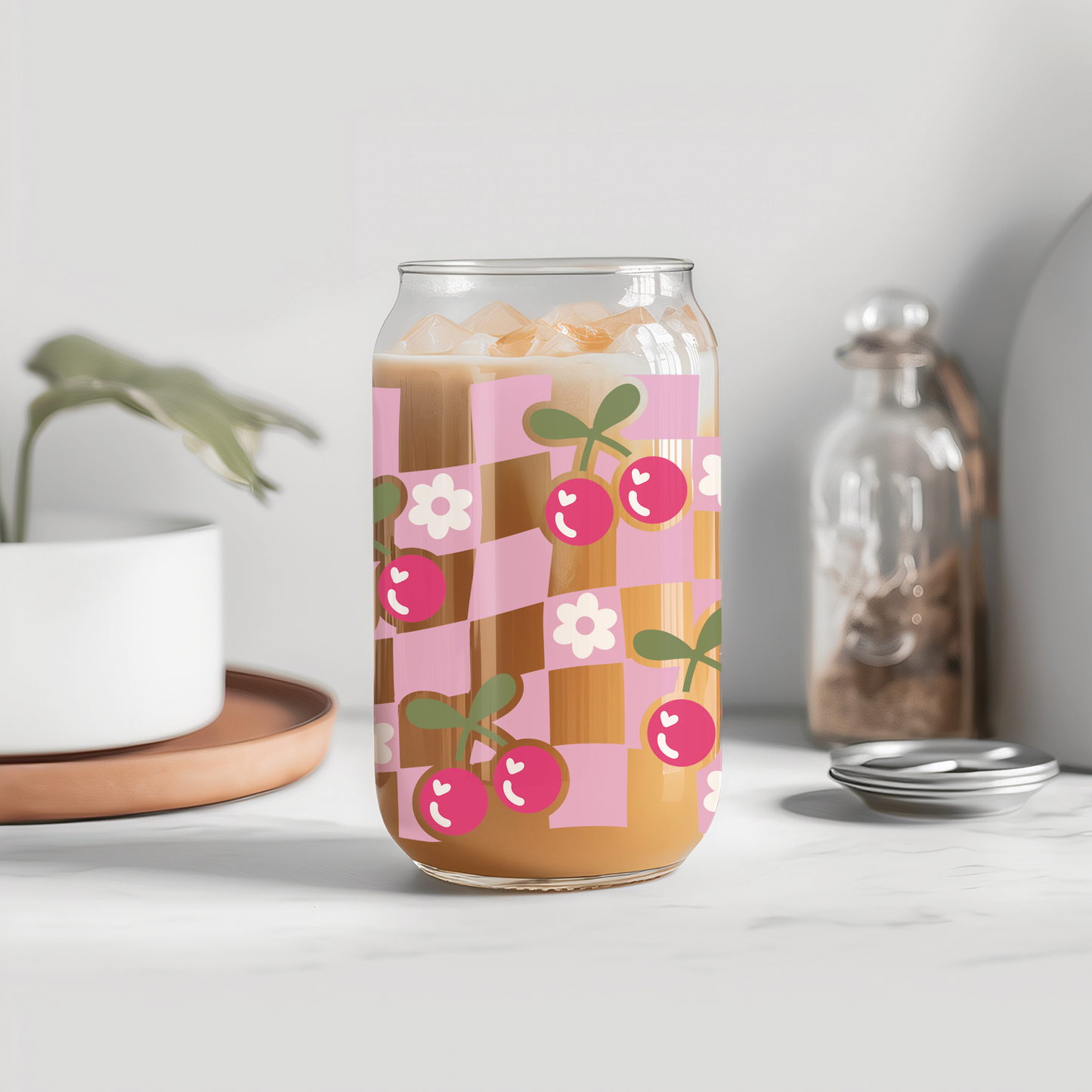 Checkered Cherry Glass