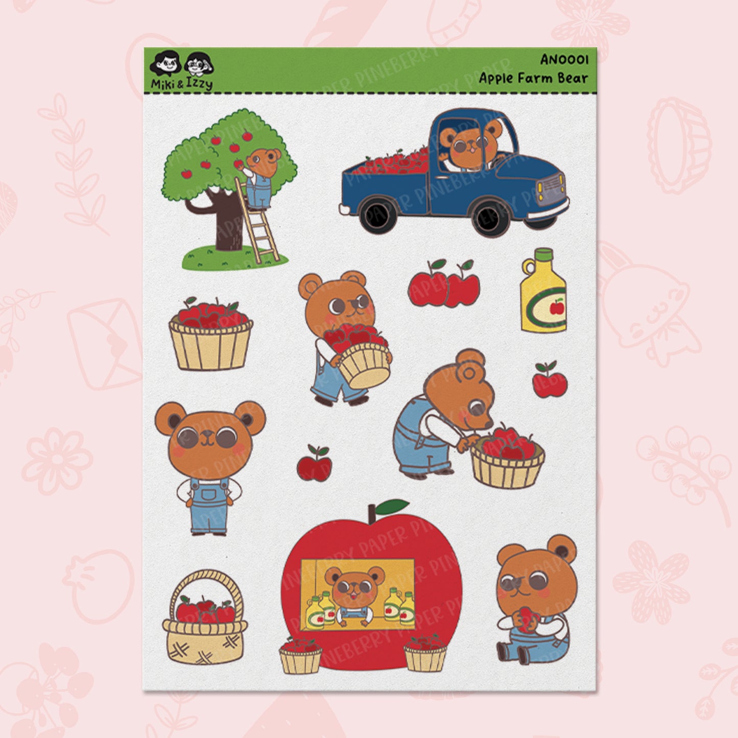 Apple Picking Bear by Miki & Izzy