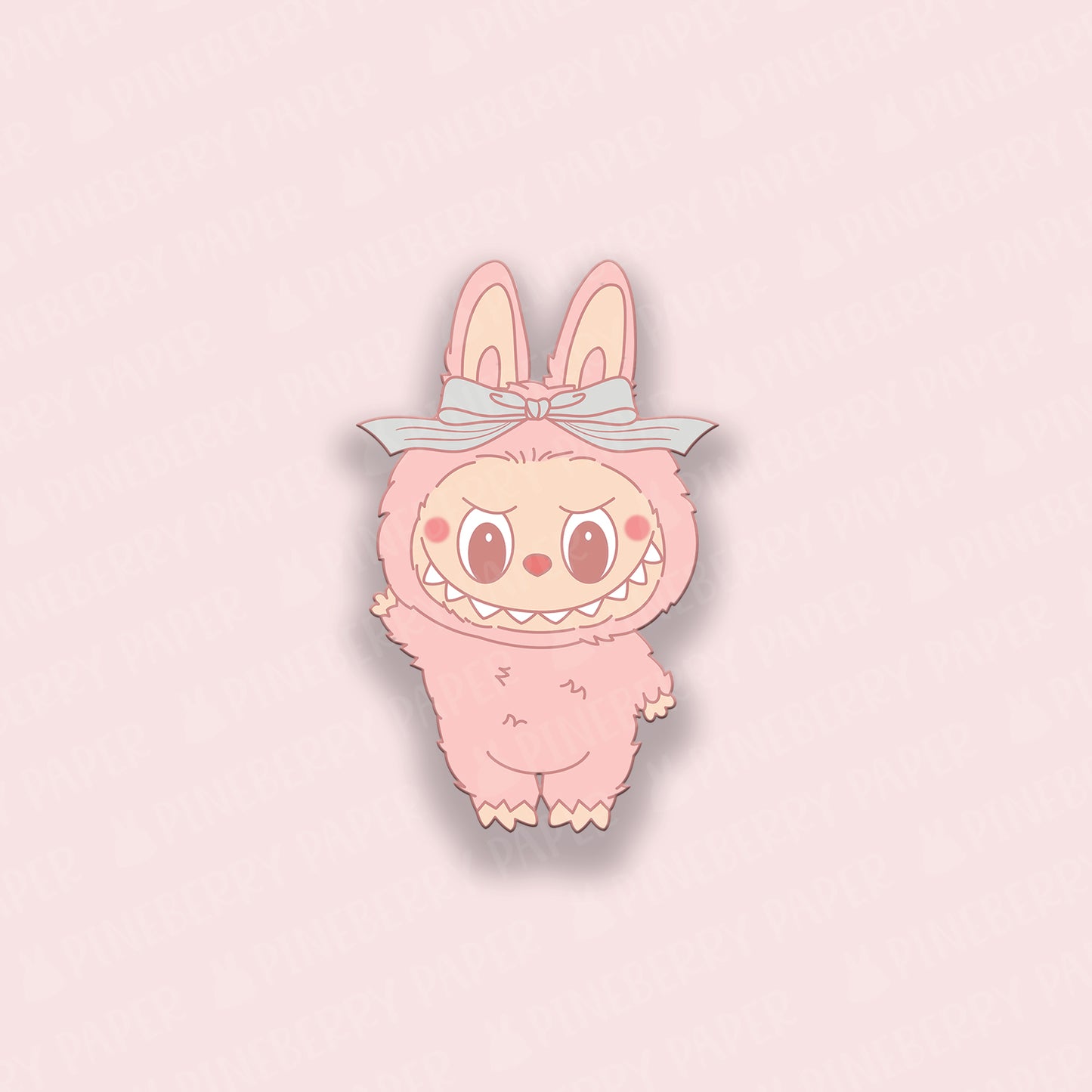Pink Monster with Bow Vinyl Sticker