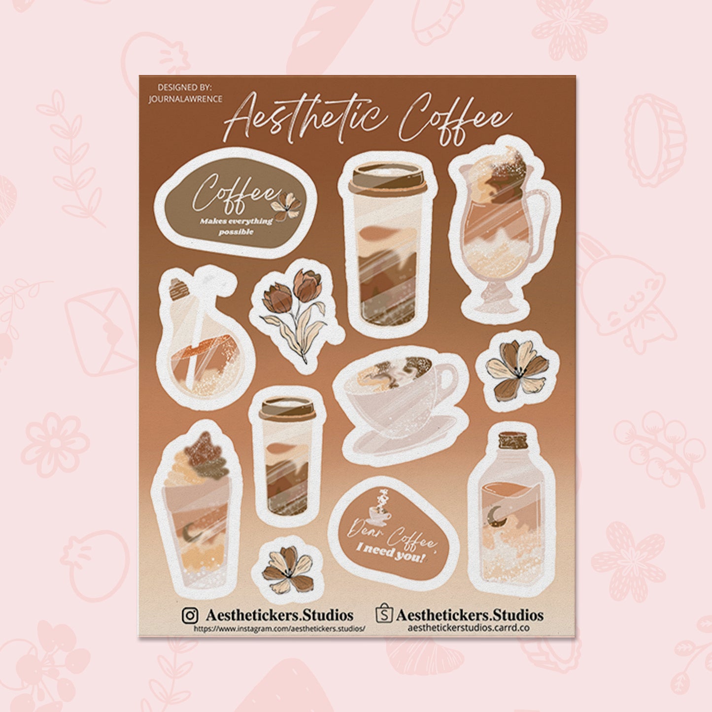 Aesthetic Coffee Stickers by Aesthetickers Studios