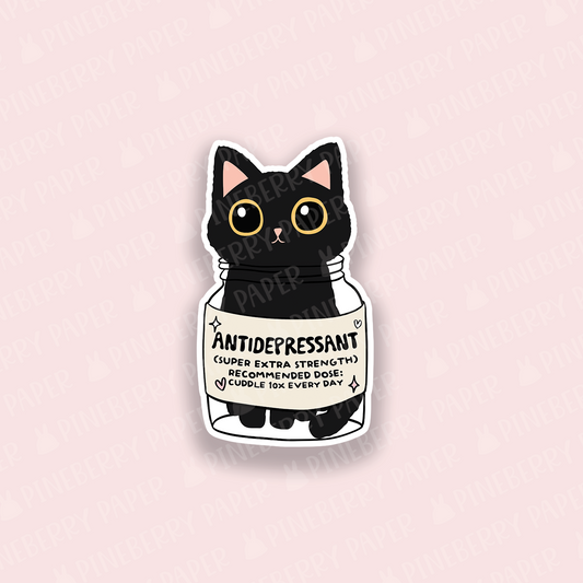 Antidepressant Cat Vinyl Sticker
