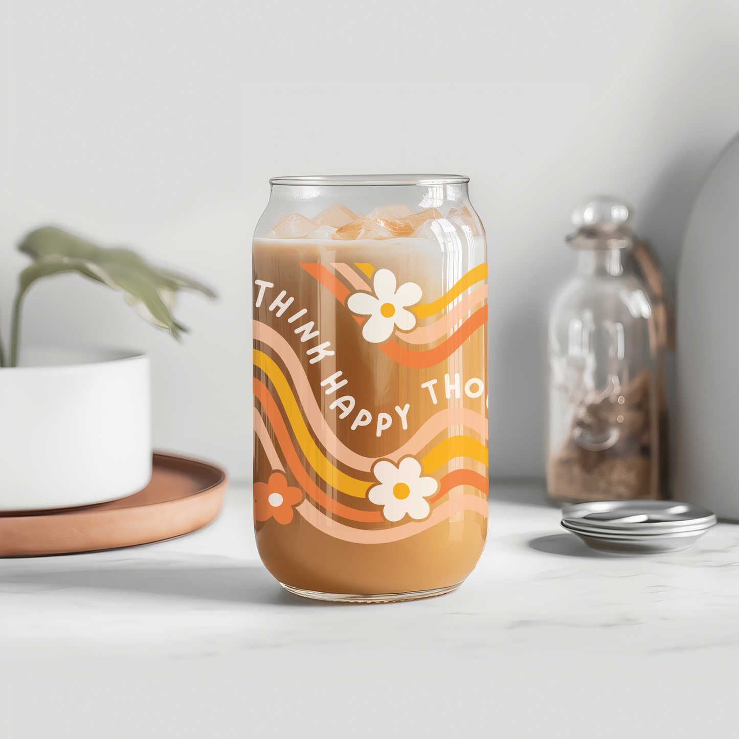 Think Happy Thoughts Glass