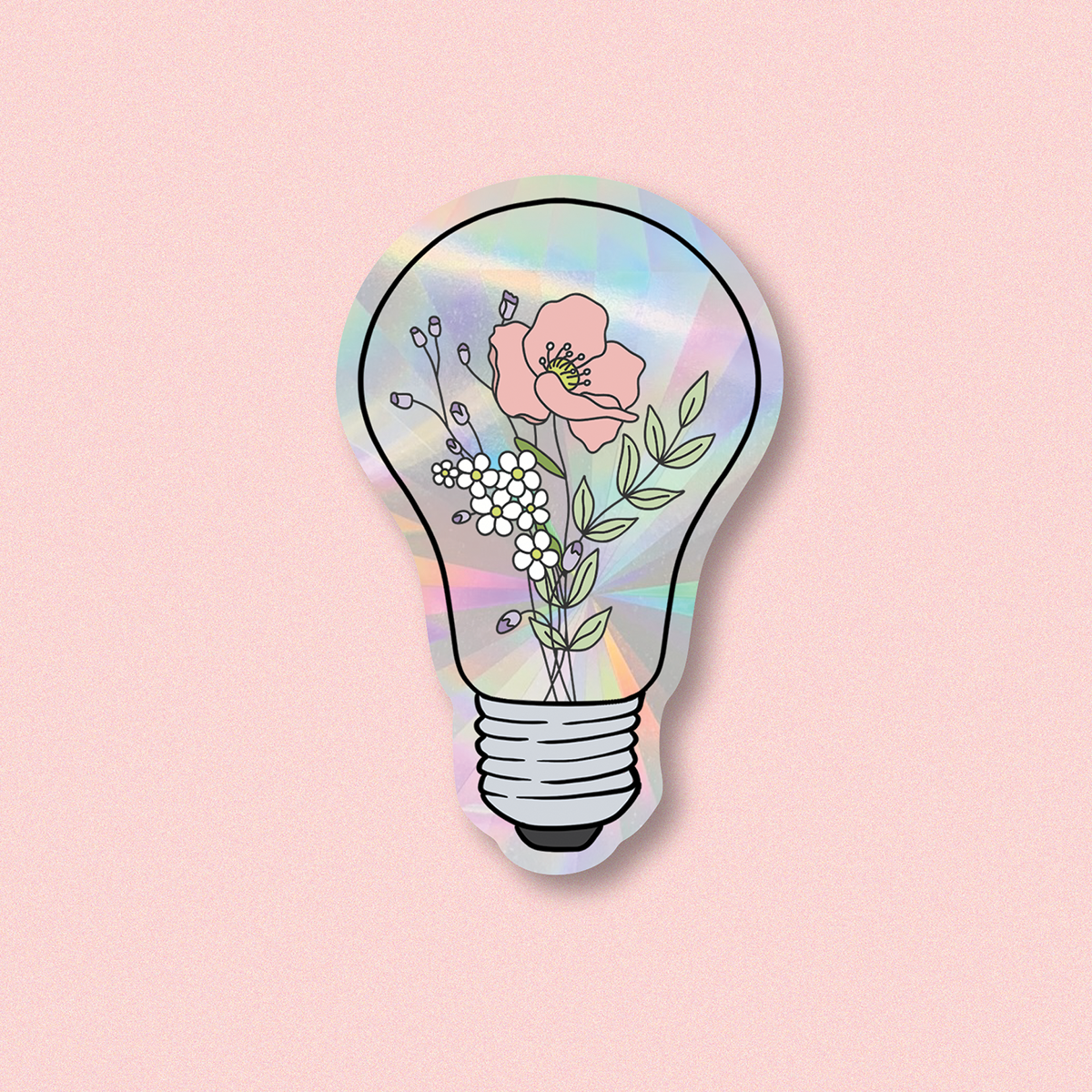 Floral Light Bulb Suncatcher Window Decal