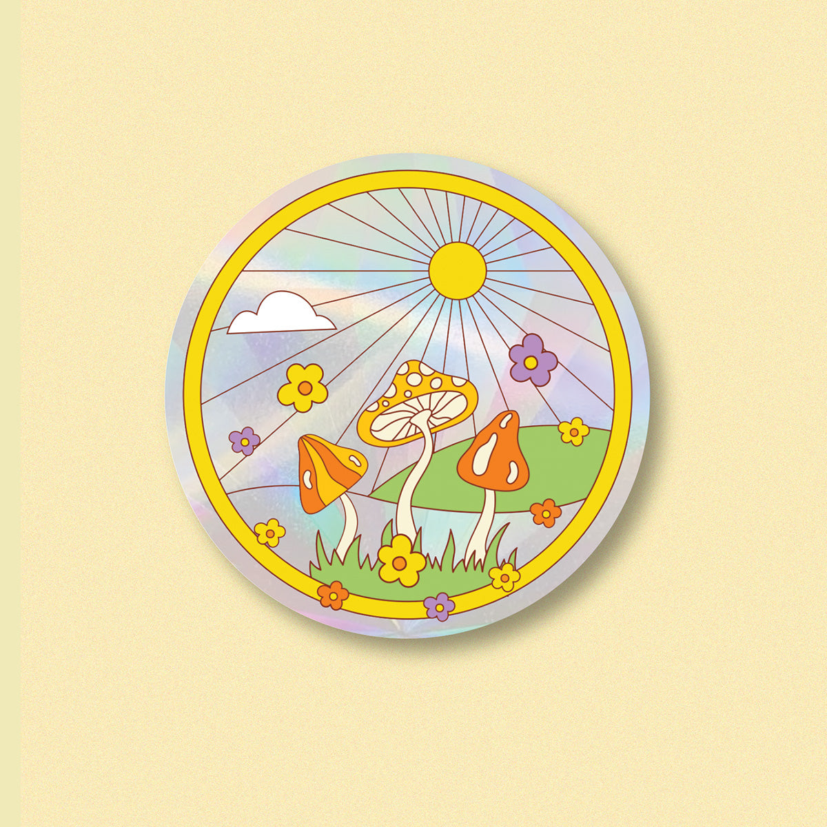 Groovy Mushroom Suncatcher Window Decal