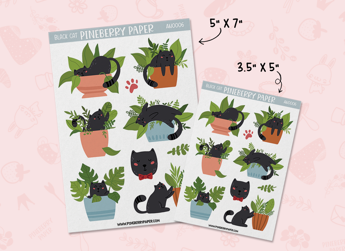 Black Cat with Plants | AN0006 | AN0007