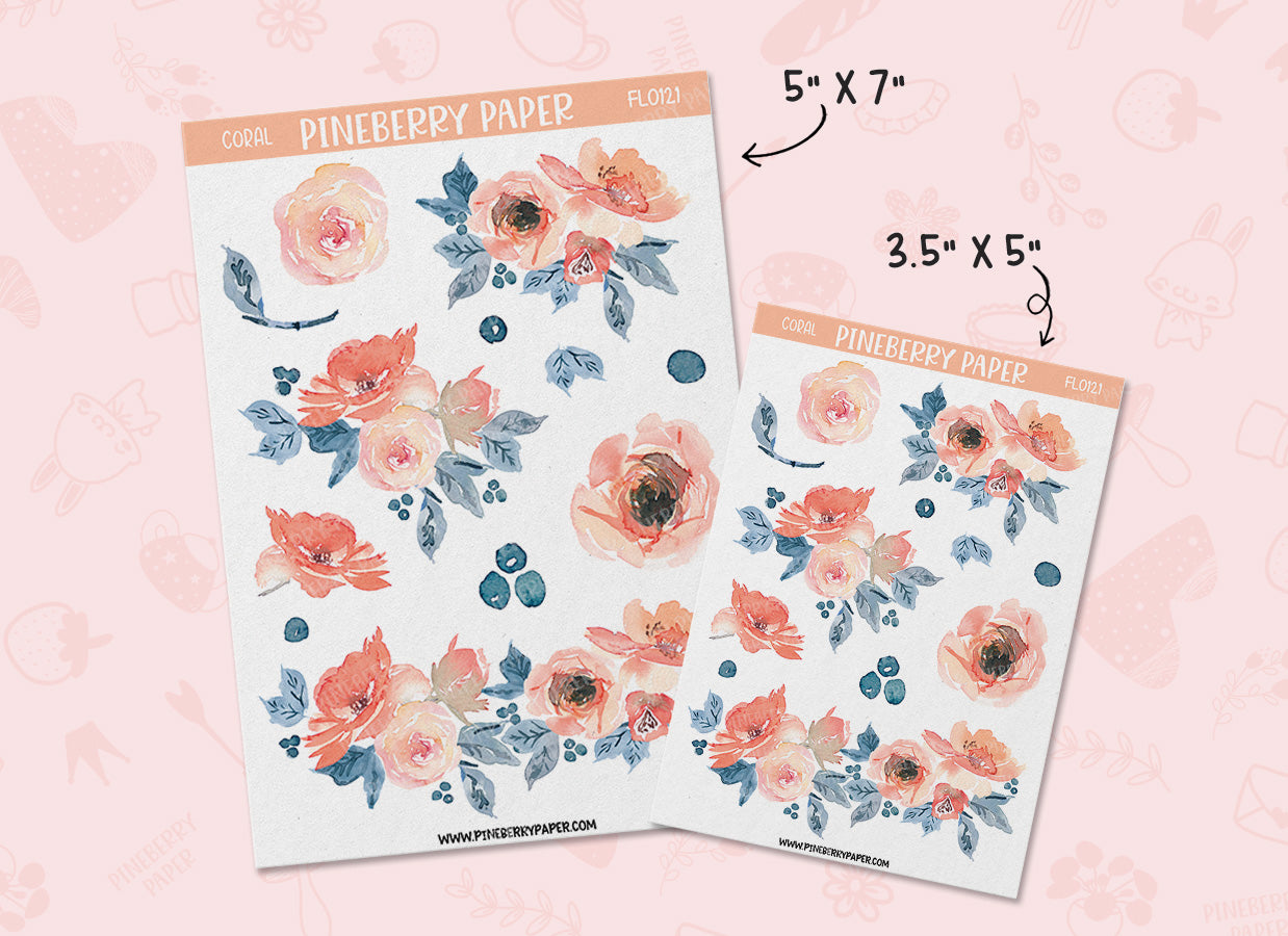 Coral Blue Florals | FL0121