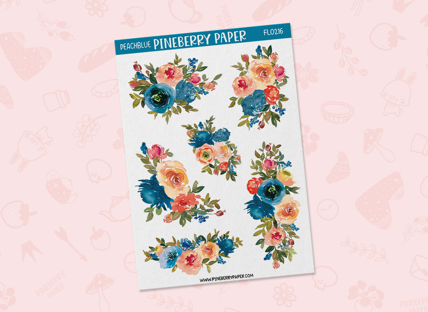 Peach Blue Florals | FL0216