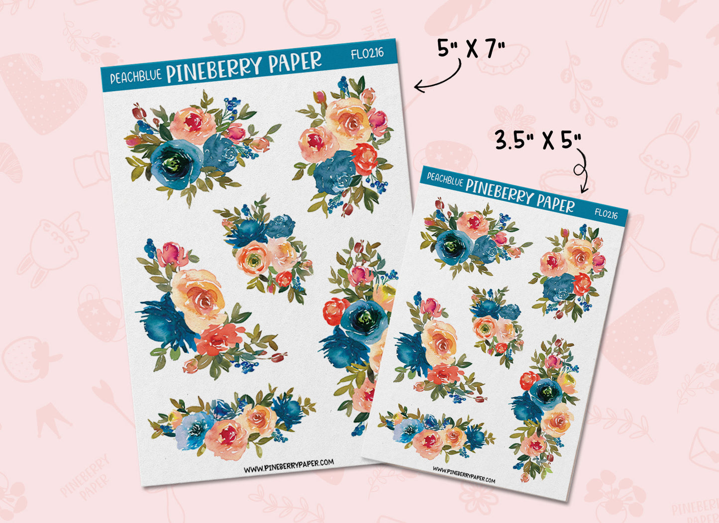 Peach Blue Florals | FL0216