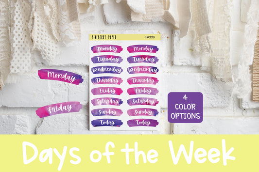 Days of the Week Sticker | Watercolor | Headers