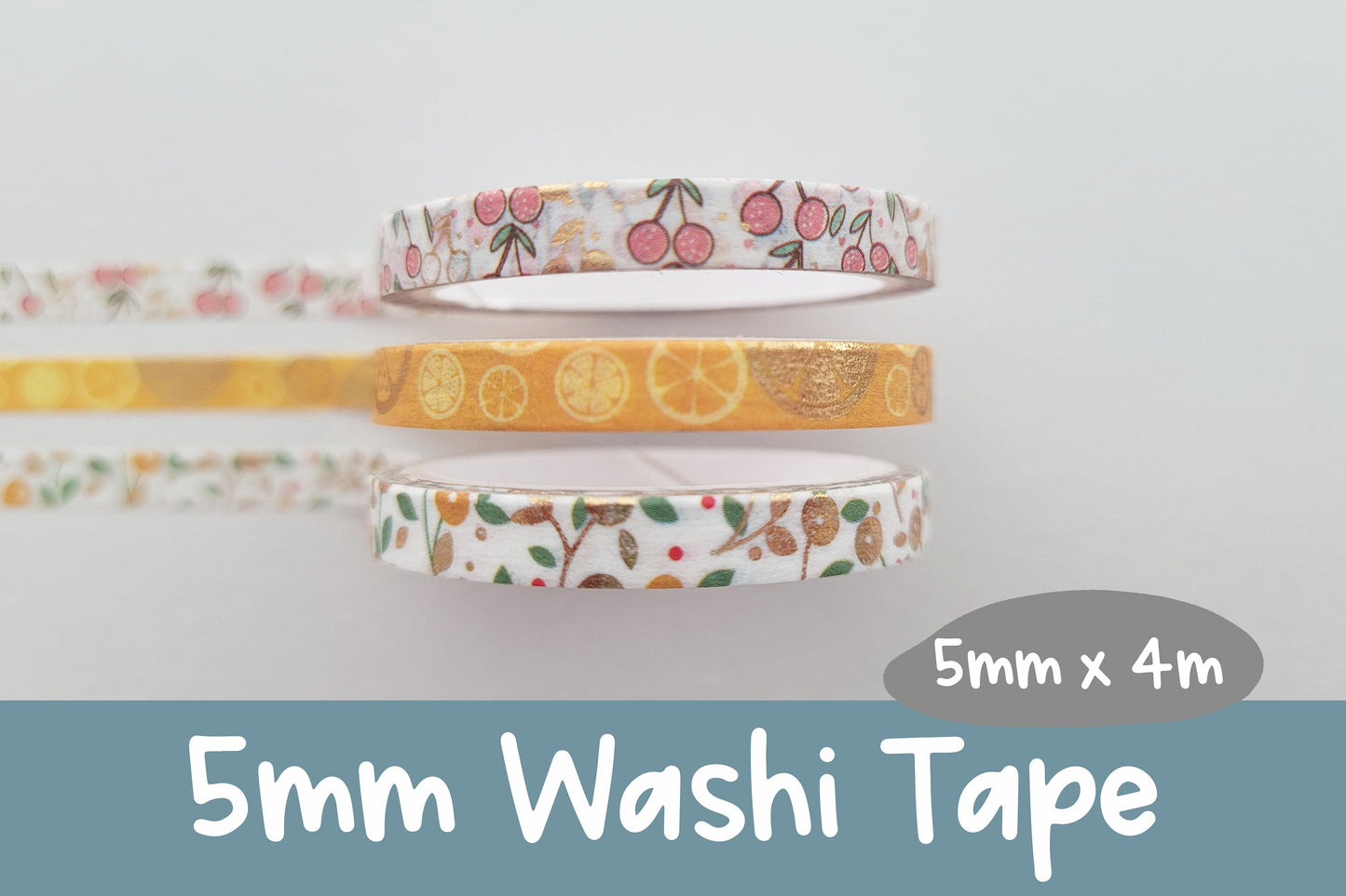 Magic Garden Party | 5mm Washi Tape | Gold Foil Decorative Tape