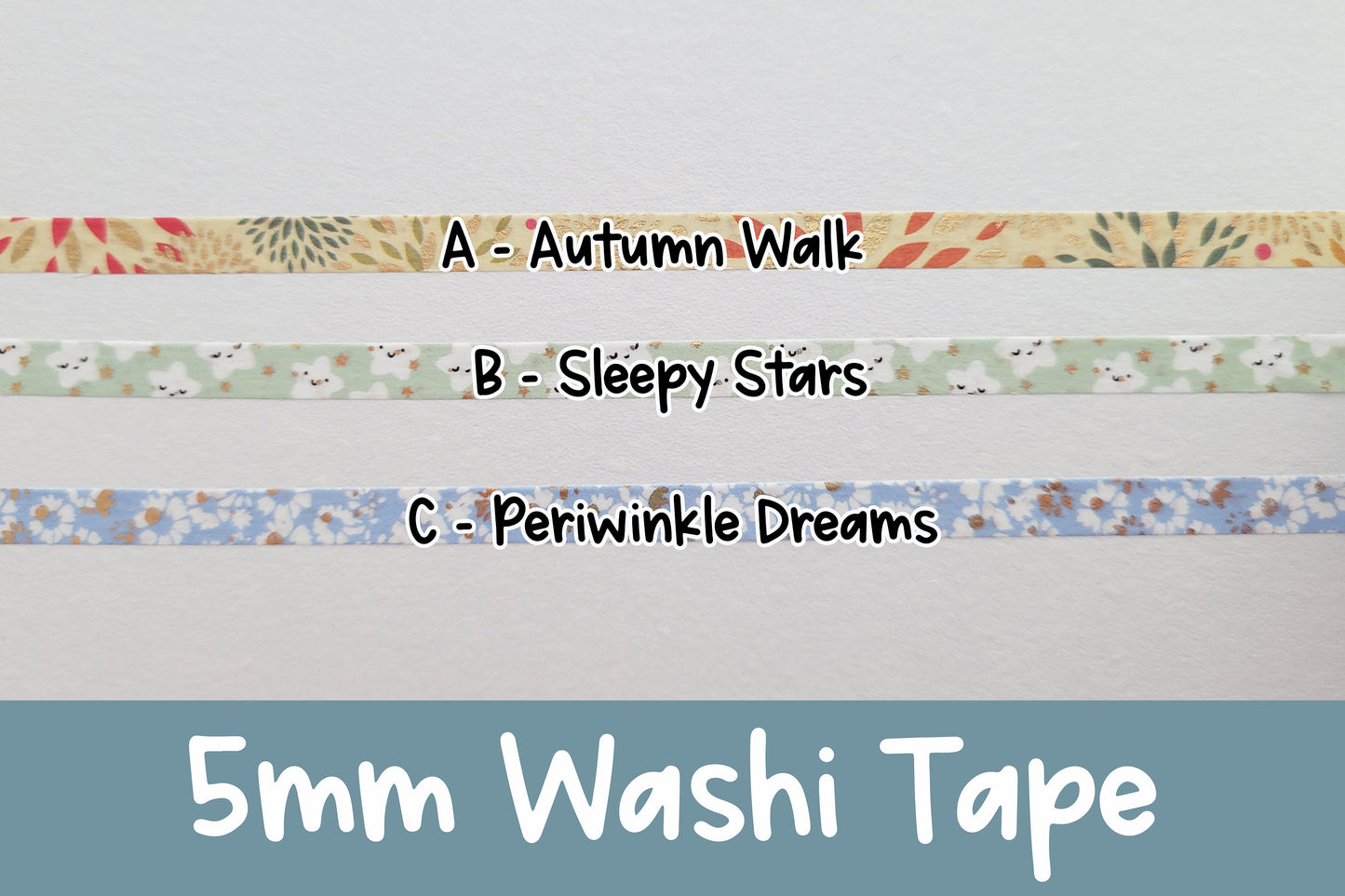 Earthy and Golden | 5mm Washi Tape | Gold Foil Decorative Tape