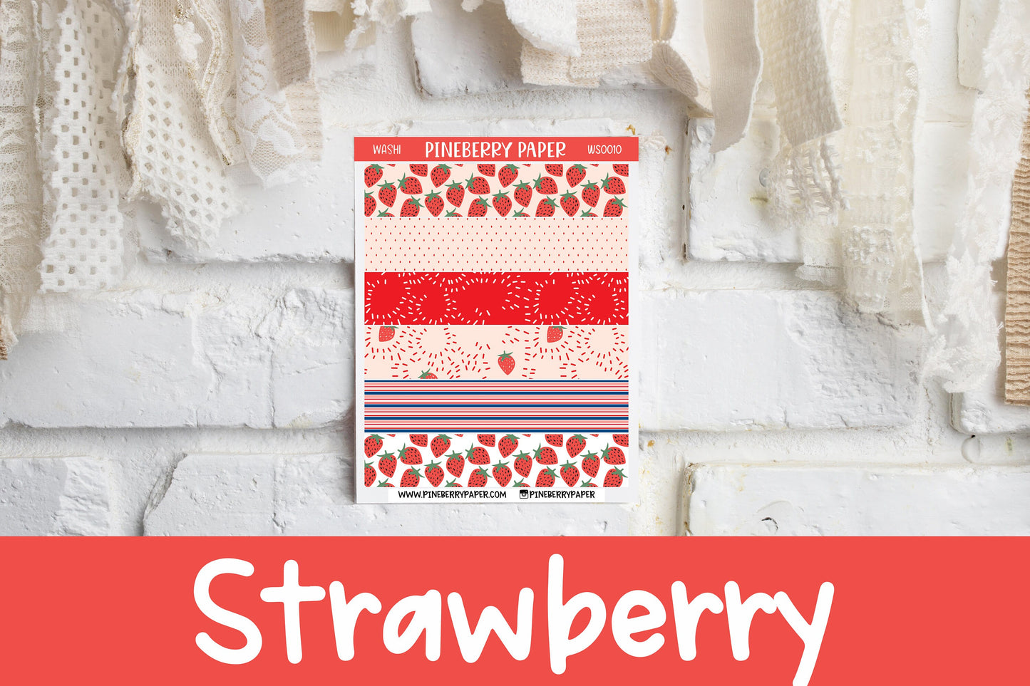 Fruit Washi Strip Stickers | Cherry | Banana | Lemon | Orange | Strawberry