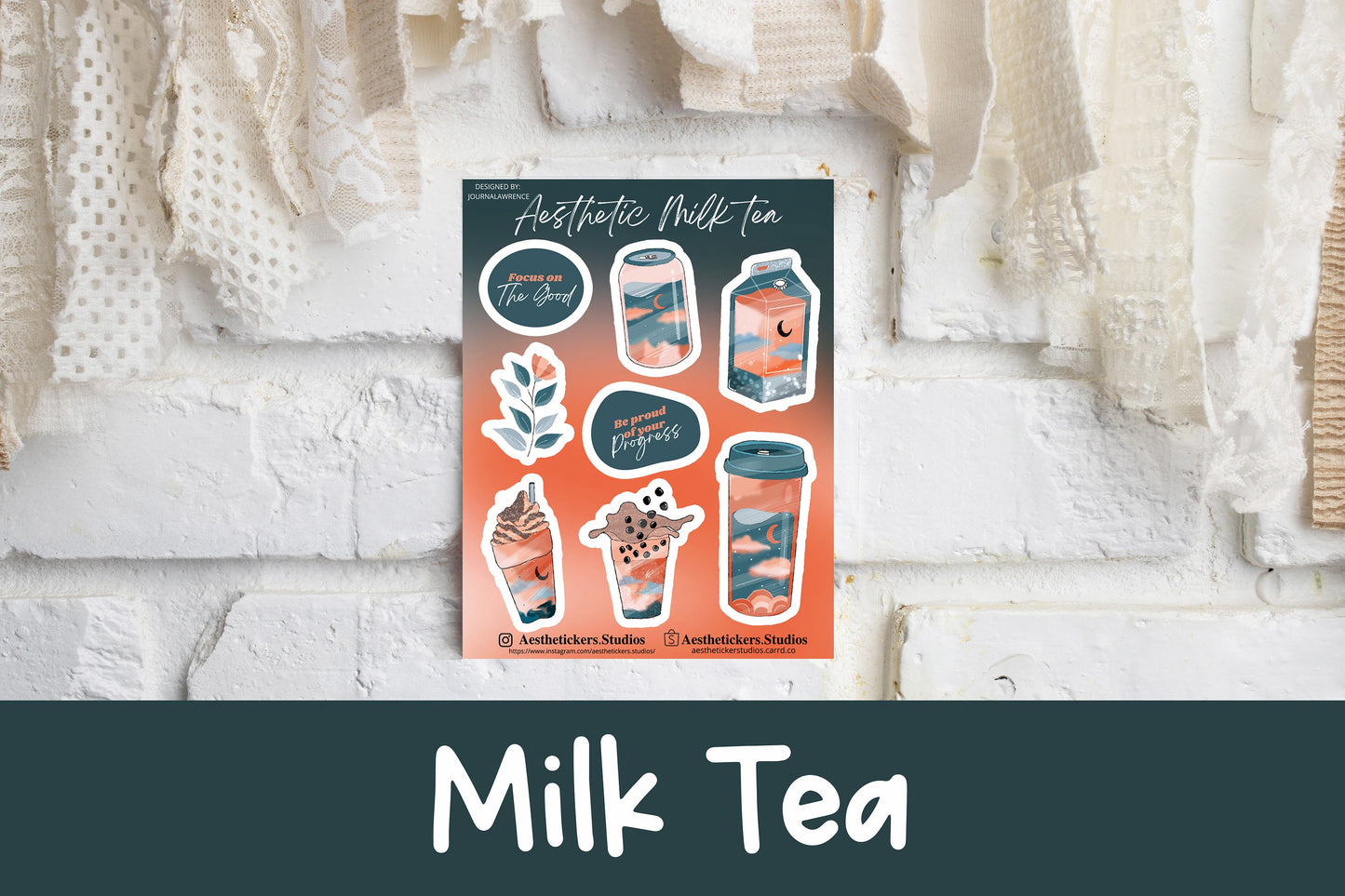 Aesthetic Milk Tea Stickers by Aesthetickers Studios