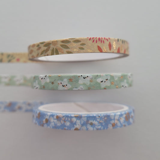Earthy and Golden | 5mm Washi Tape | Gold Foil Decorative Tape