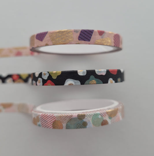 Abstract Designs | 5mm Washi Tape | Gold Foil Decorative Tape