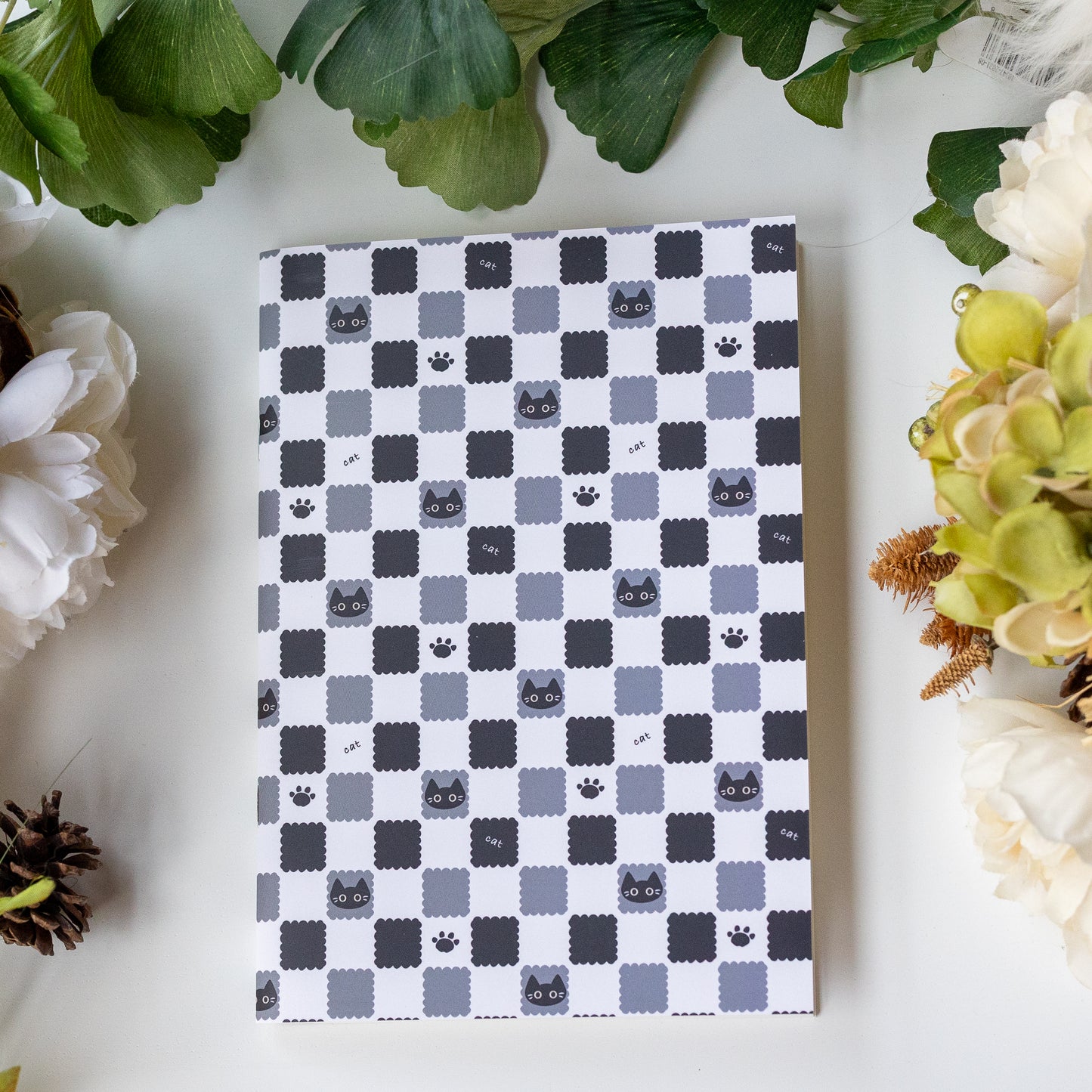 Checkered Black Cat Reusable Sticker Book