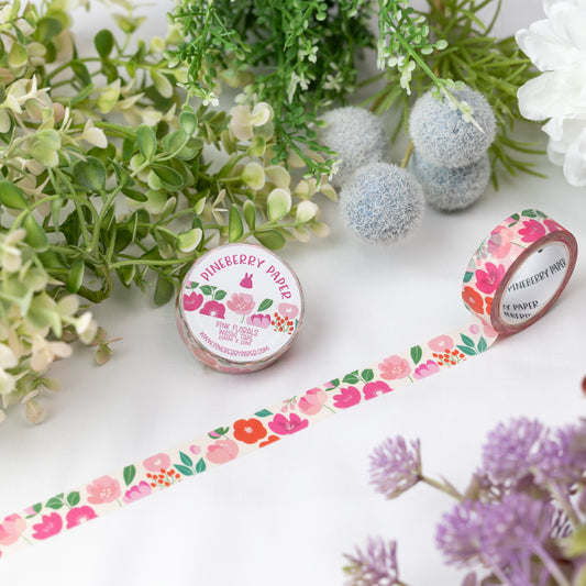 Pink Flowers Washi Tape | 15mm x 10m | W091