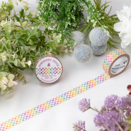 Rainbow Checkered Washi Tape | 15mm x 10m | W069