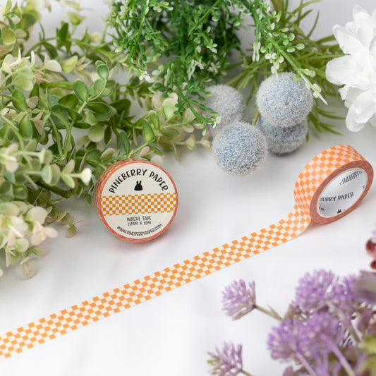 Orange Checkered Washi Tape | 15mm x 10m | W063