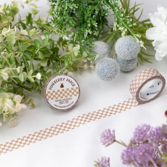 Brown Checkered Washi Tape | 15mm x 10m | W062