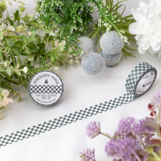 Dark Green Checkered Washi Tape | 15mm x 10m | W061