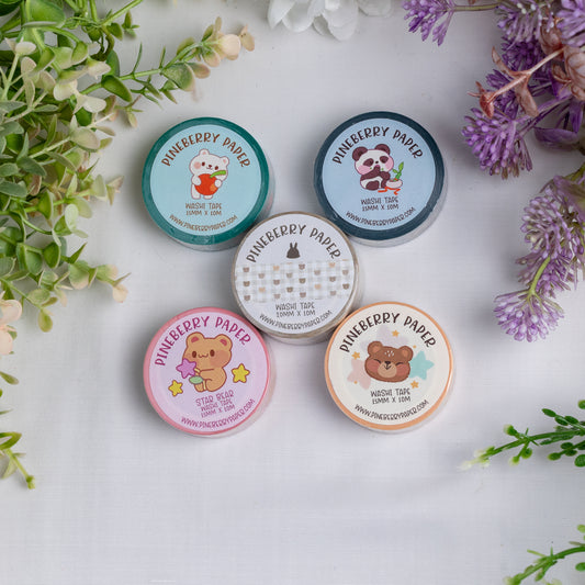 Bear Washi Bundle | 15mm x 10m | 5 rolls