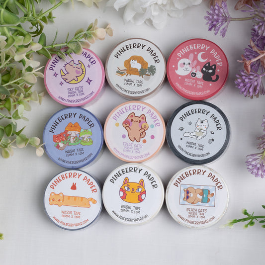 Cat Washi Bundle | 15mm x 10m | 9 rolls