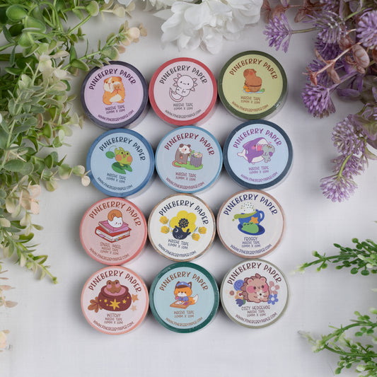 Cute Creatures Washi Bundle | 15mm x 10m | 12 rolls
