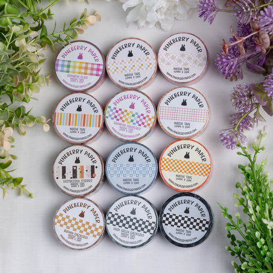 Classic Pattern Washi Bundle | 15mm x 10m | 12 rolls