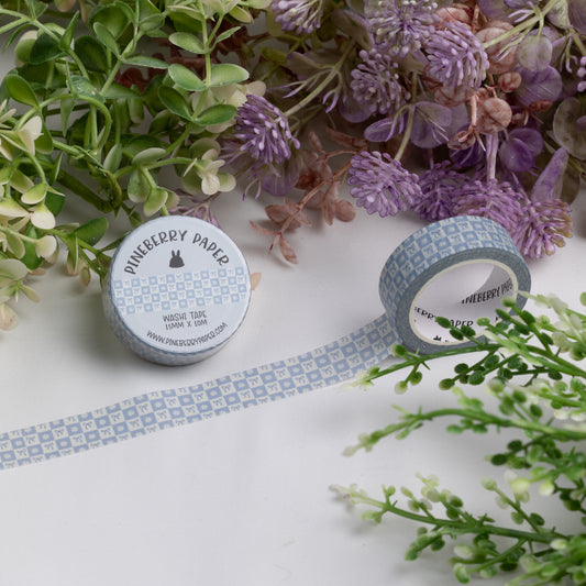 Light Blue Checkered Bow Washi Tape | 15mm x 10m | W065