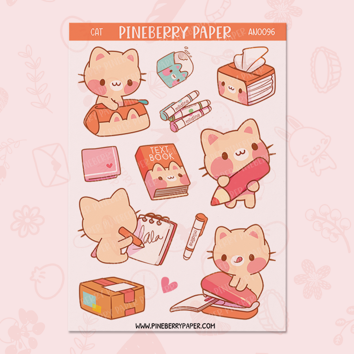 Stationery Cat Set | AN0096 & AN0097 | Transparent Matte
