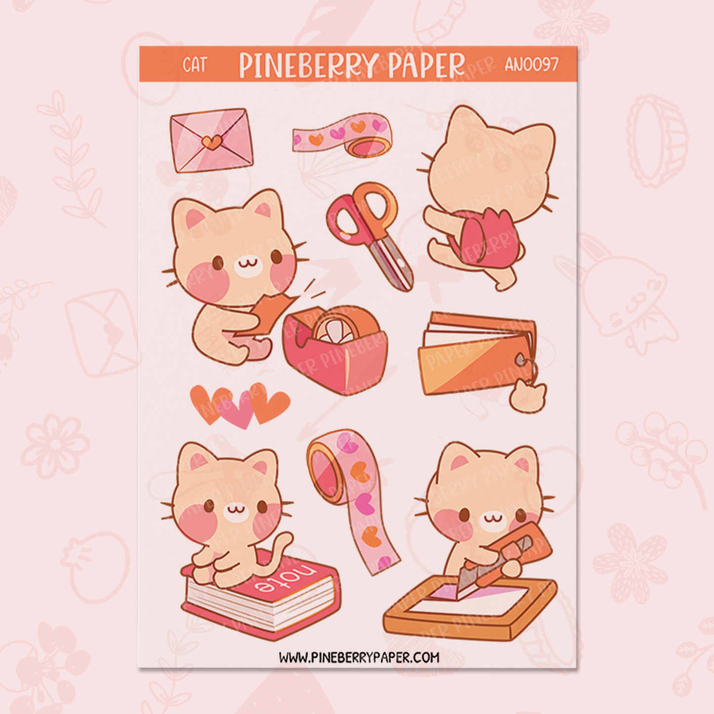 Stationery Cat Set | AN0096 & AN0097 | Transparent Matte