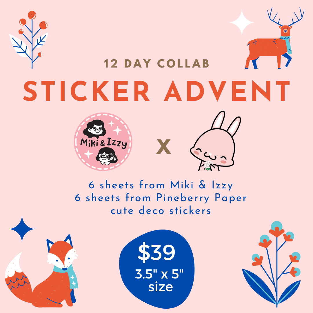 2025 Miki & Izzy x Pineberry Paper Collab Sticker Advent Pre-Order