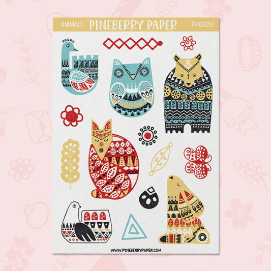 Yellow Blue Folk Animals | FK0020