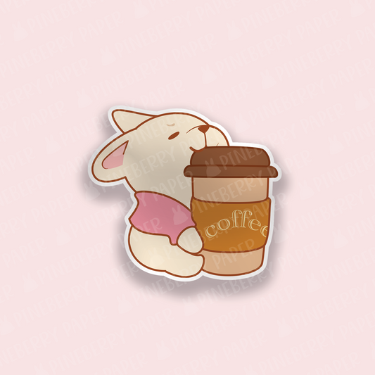 French Bulldog with Coffee Vinyl Sticker