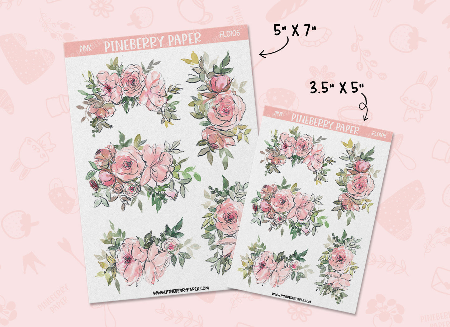 Pink Outlined Florals | FL0106
