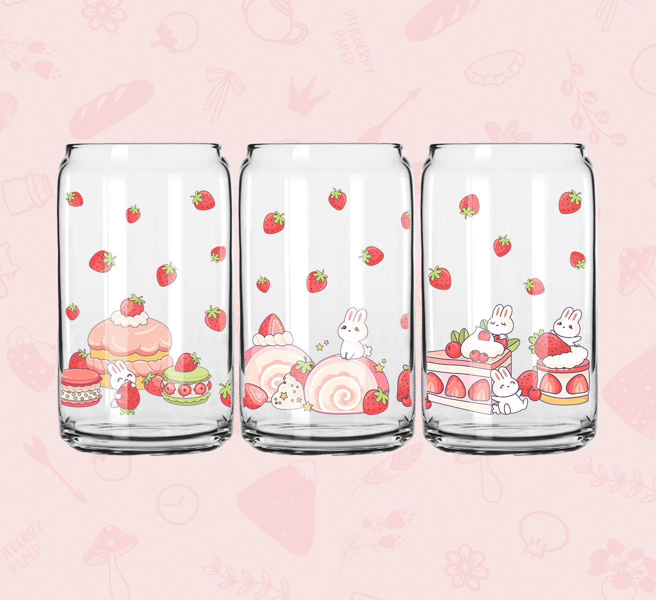 Strawberry Bunny Glass