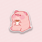 Pig with Coffee Vinyl Sticker