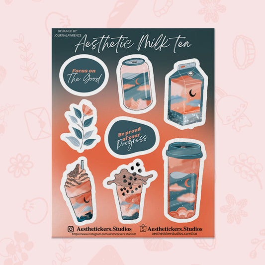 Aesthetic Milk Tea Stickers by Aesthetickers Studios