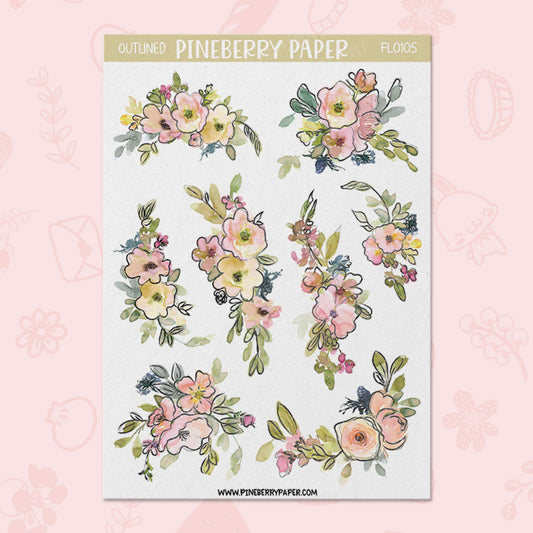 Outlined Soft Florals | FL0105