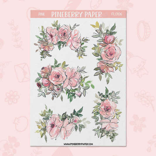 Outlined Pink Florals | FL0106