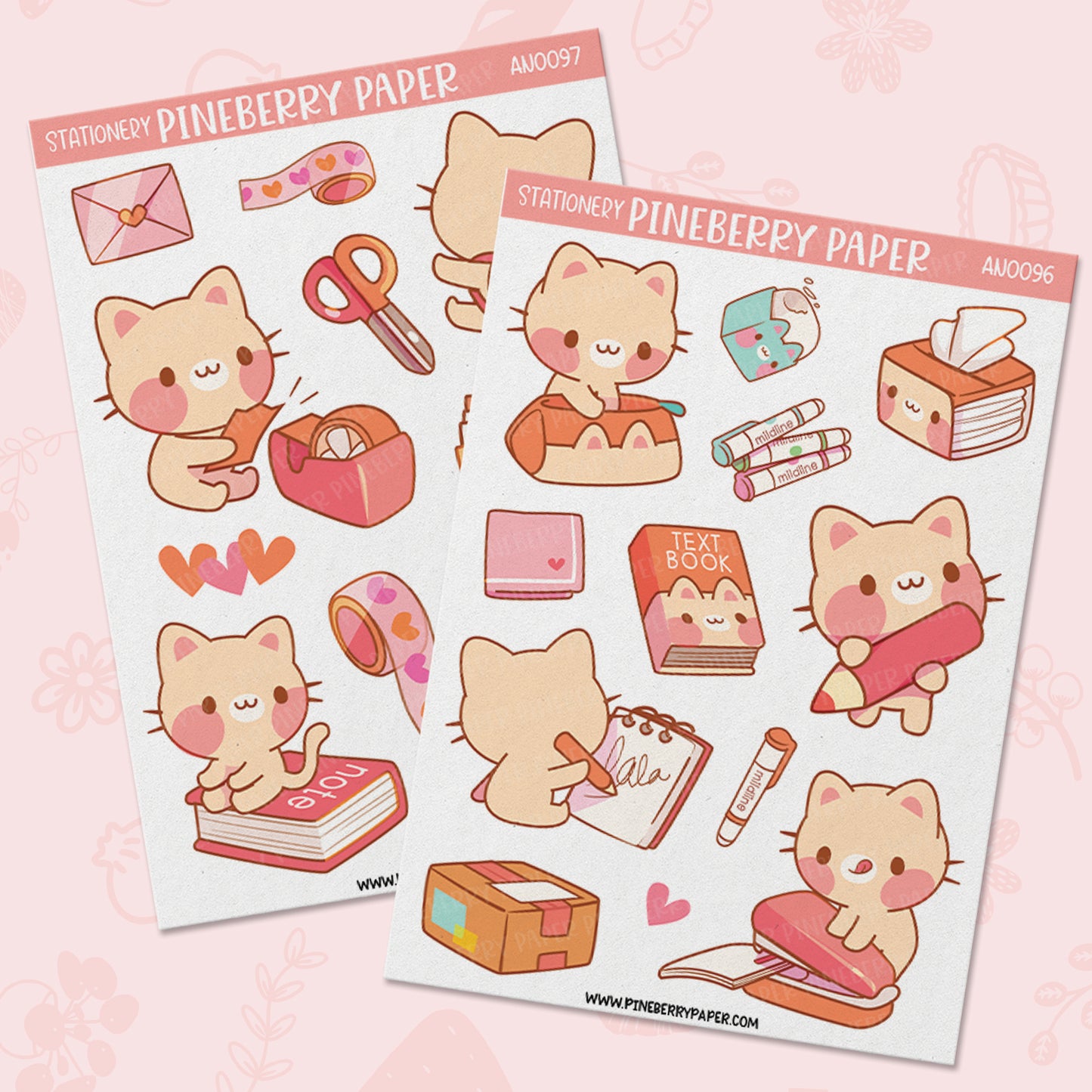 Stationery Cat Set | AN0096 & AN0097 | Transparent Matte