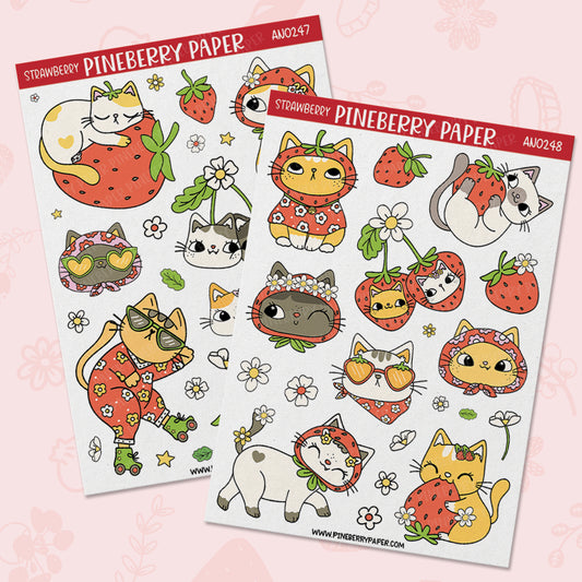 Strawberry Cat Set | AN0247 & AN0248 | Transparent Matte