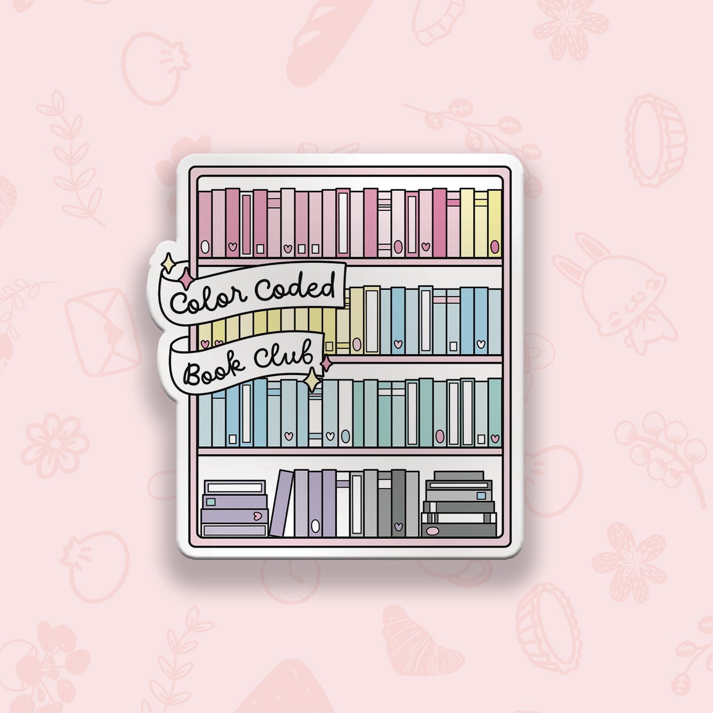 Color Coded Bookshelf Vinyl Sticker