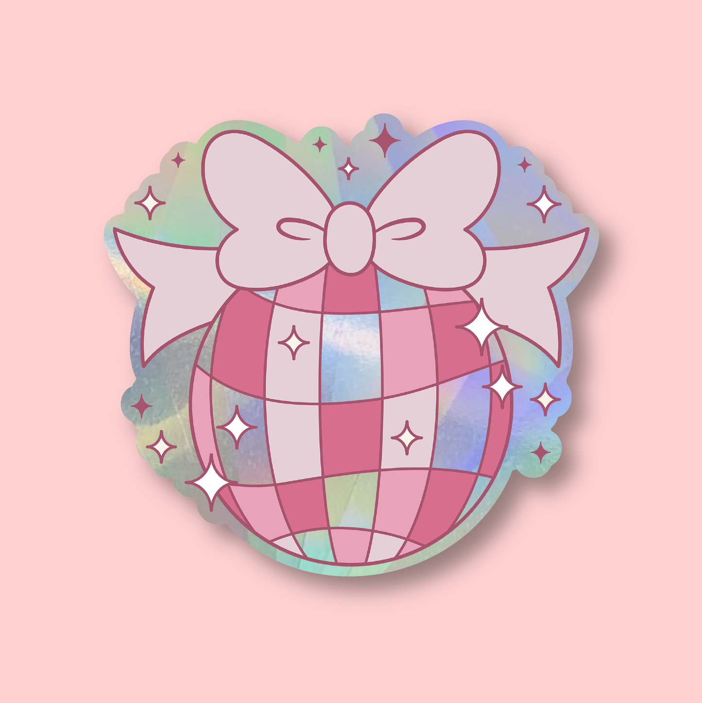 Disco Ball Bow Suncatcher Window Sticker